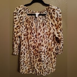 Chico's Luxurious Leopard Print Top Size 1 (small)